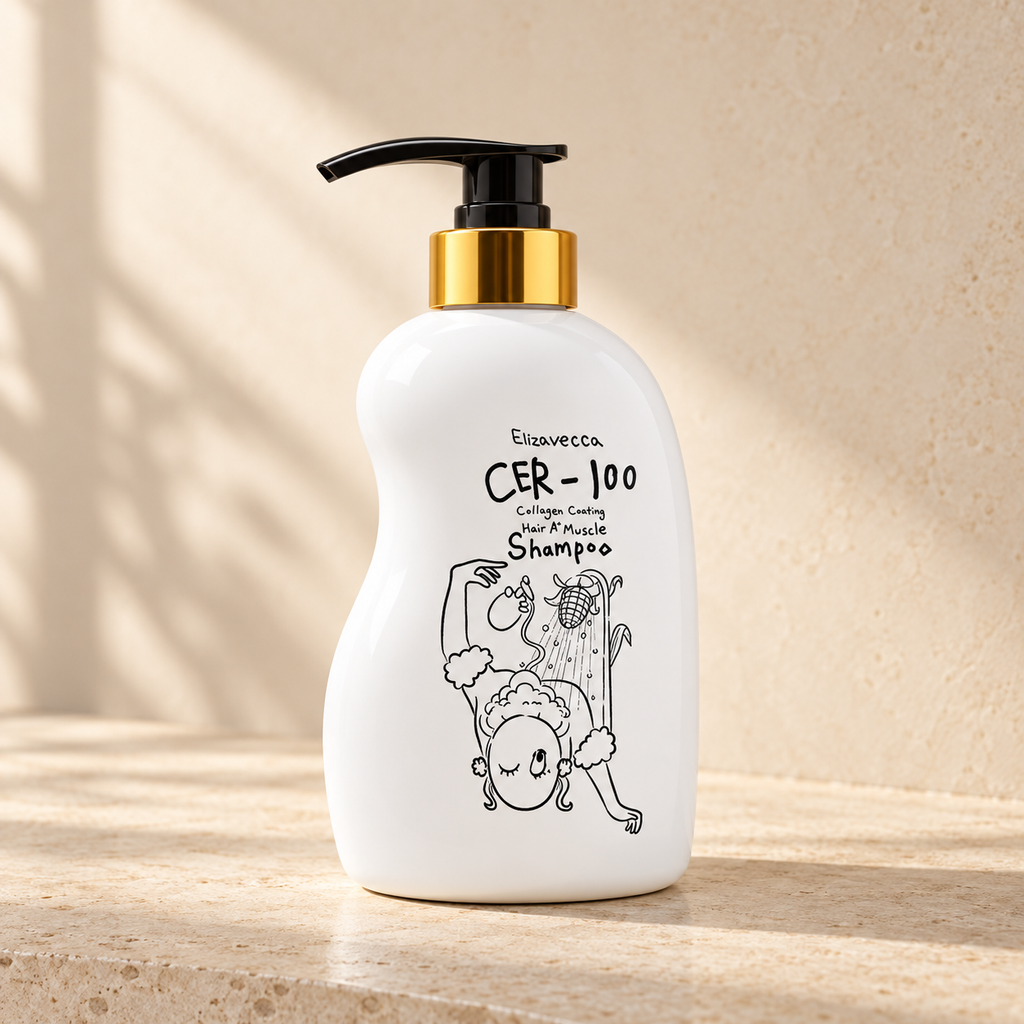 Shampoo Elizavecca CER-100 con colágeno 500 ml, envase frontal