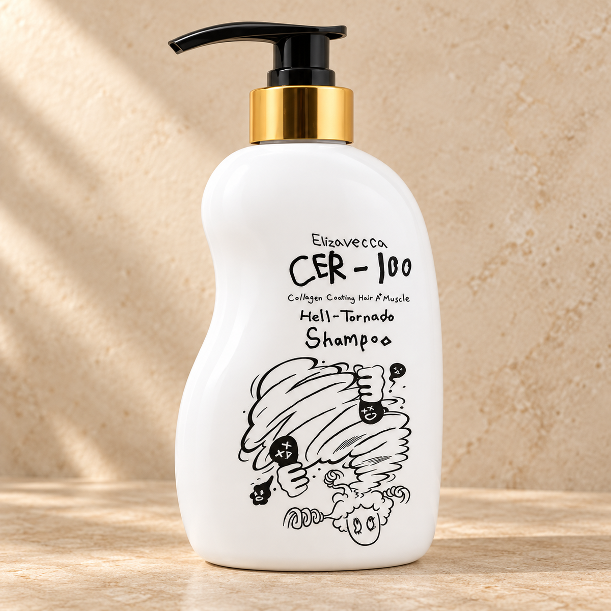 Shampoo Elizavecca CER-100 Hell-Tornado refrescante 500 ml, envase frontal