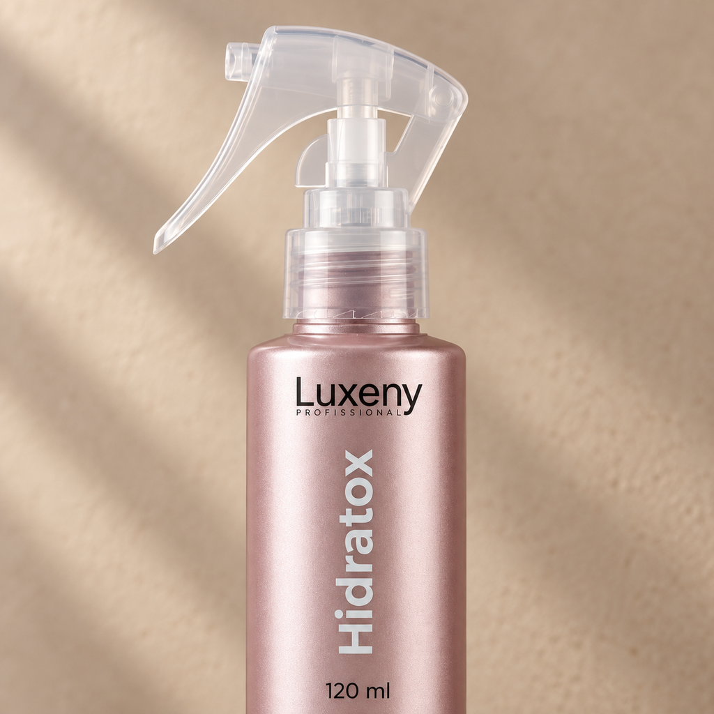 Detalle del spray del Tratamiento capilar Luxeny Hidratox anti frizz con protección térmica 120 ml