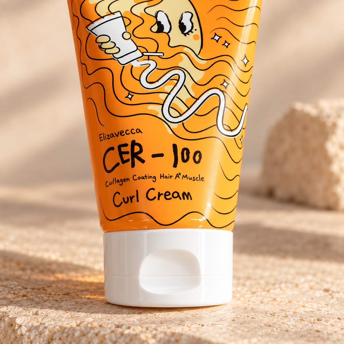 Detalle de la etiqueta de la Crema para rizos Elizavecca CER-100 Curl Cream 120 ml