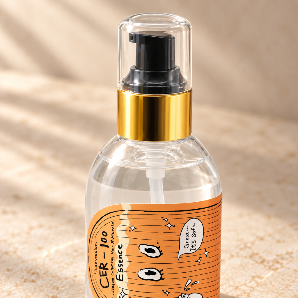 Detalle de la etiqueta de la Esencia capilar Elizavecca CER-100 con colágeno 150 ml