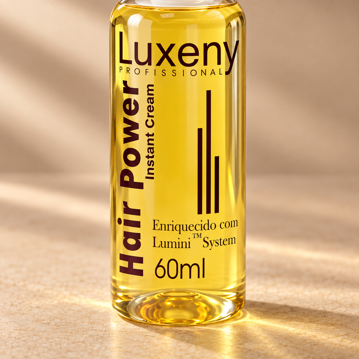 Detalle de la etiqueta del Tratamiento capilar Luxeny Hair Power para reparación y frizz 60 ml