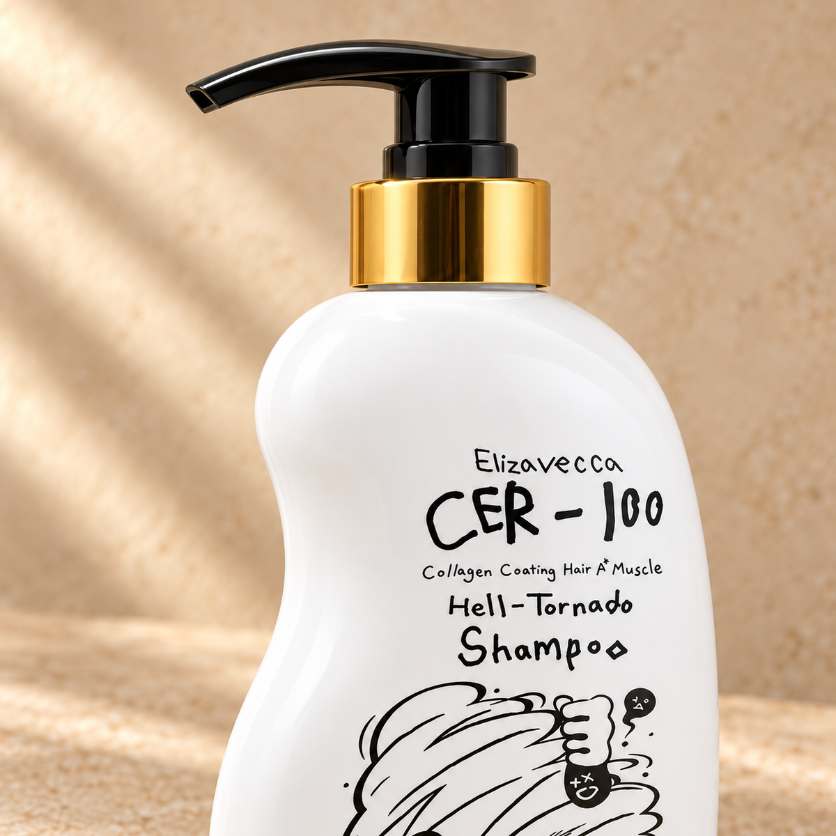 Detalle de la etiqueta del Shampoo Elizavecca CER-100 Hell-Tornado refrescante 500 ml