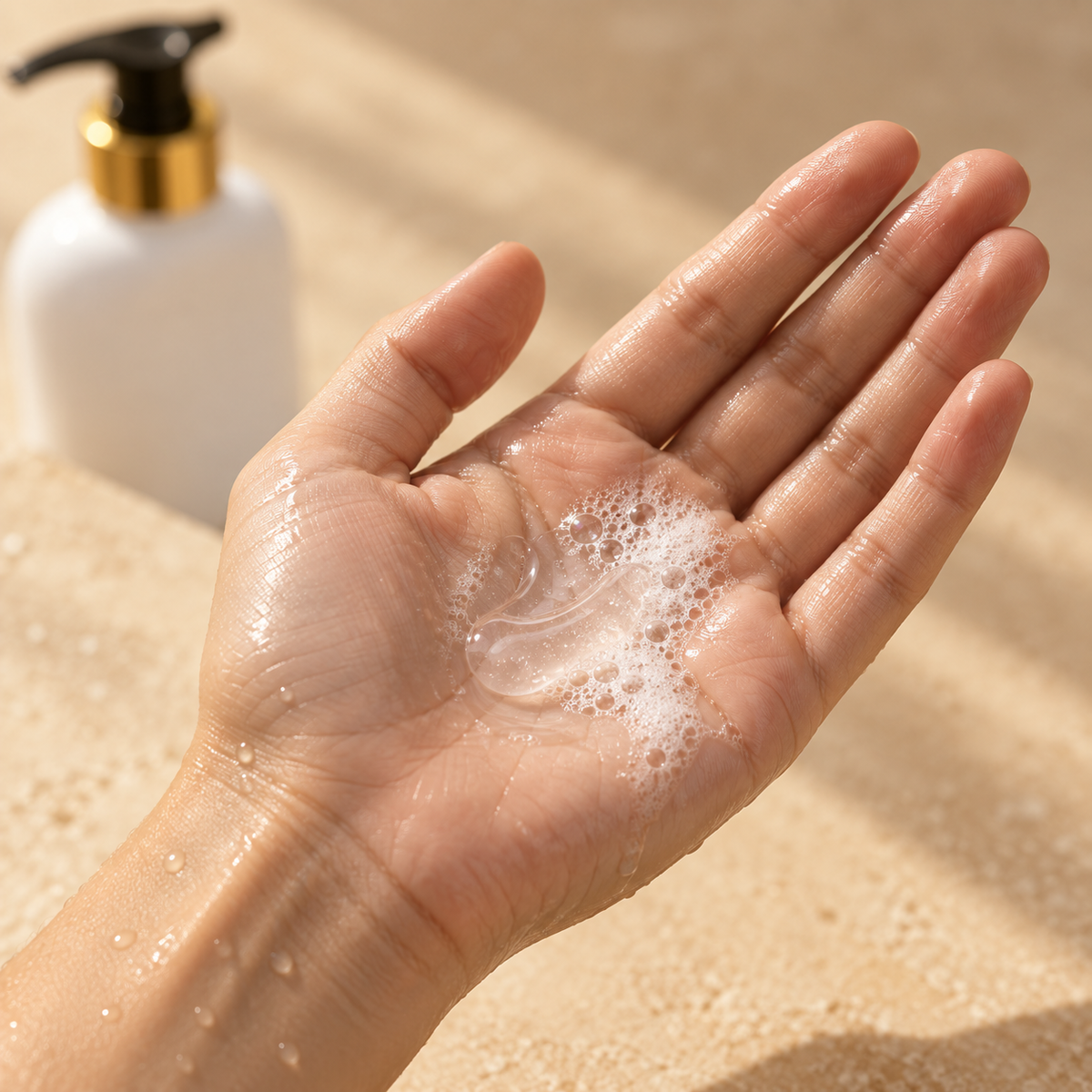 Espuma del Shampoo Elizavecca CER-100 Hell-Tornado refrescante 500 ml en la palma de la mano