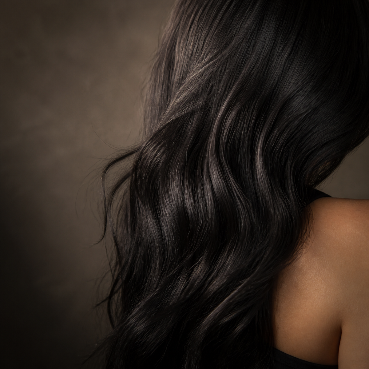 Cabello negro ondulado y brillante, cuidado con el Shampoo NaturVital ColourSafe para cabellos negros 300 ml