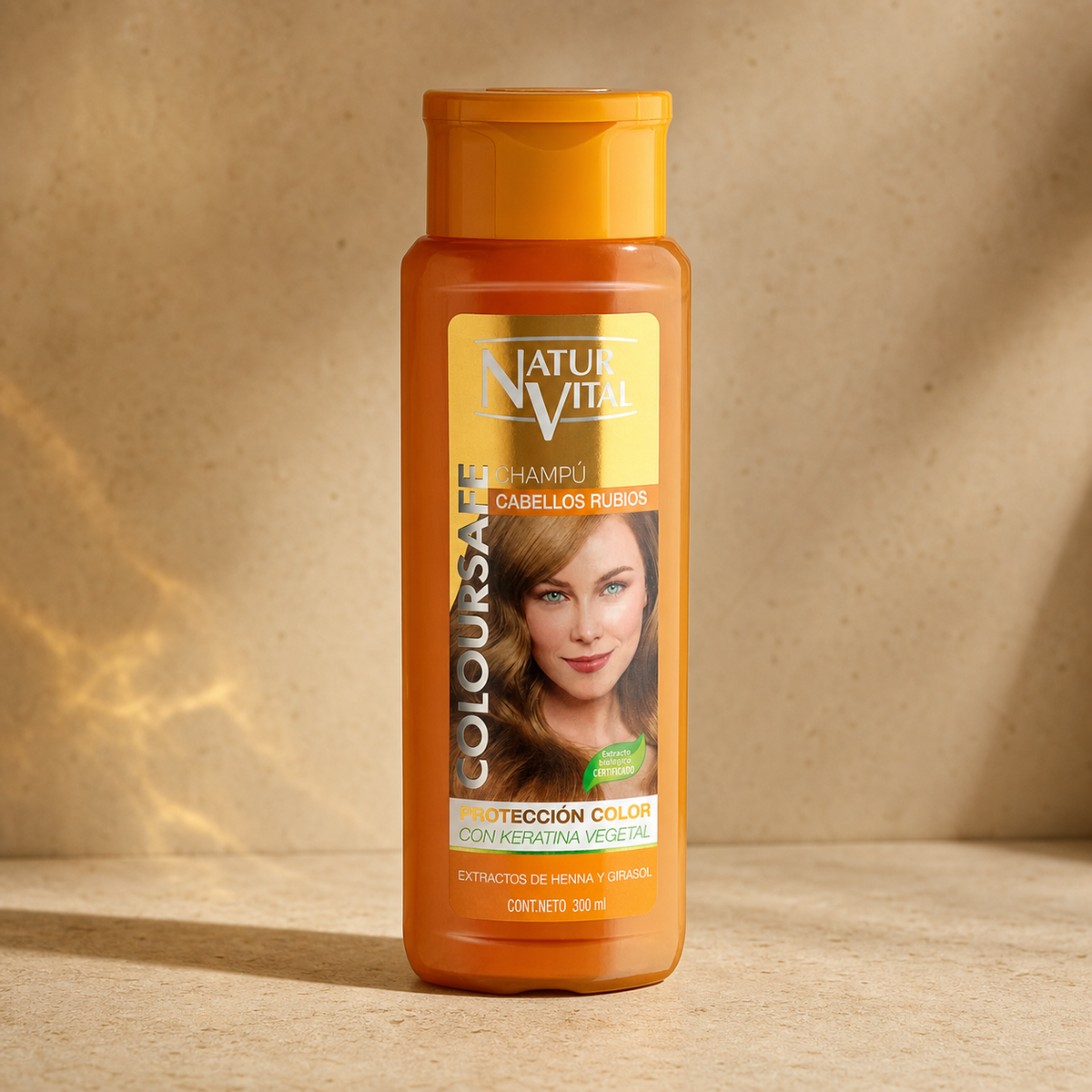 Shampoo NaturVital ColourSafe para cabellos rubios 300 ml, envase frontal