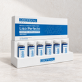 Caja Obopekal Profesional Liso Perfecto, ampolla capilar control frizz con keratina hidrolizada, y seis ampollas azules en su bandeja