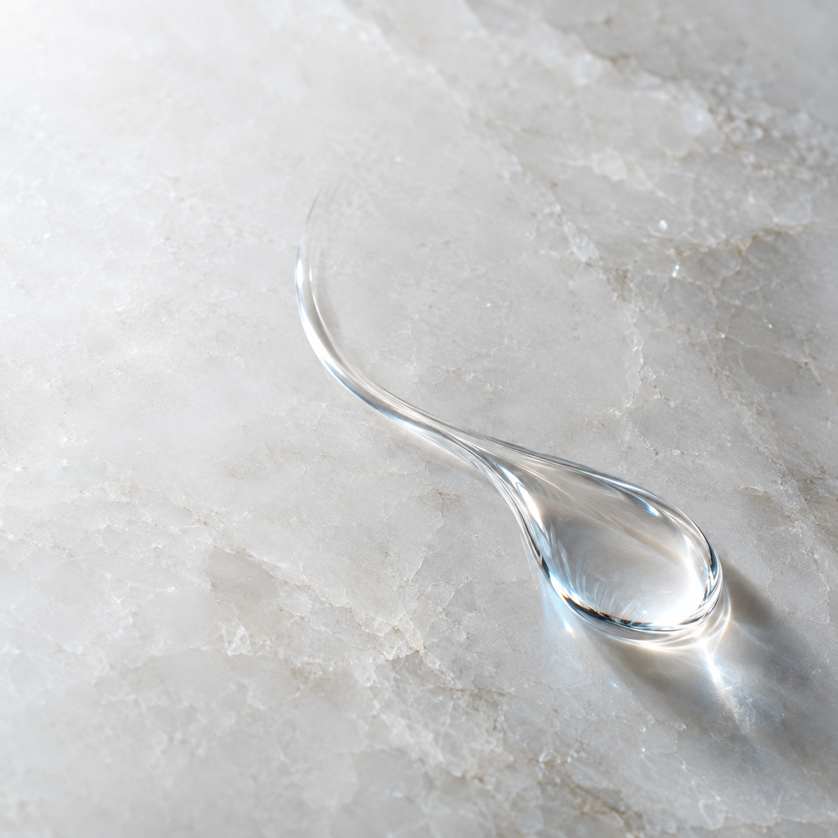 Gota de líquido transparente sobre una superficie de piedra clara