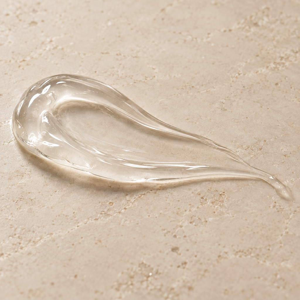 Textura transparente del gel líquido sobre piedra clara